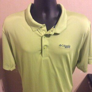 COLUMBIA PFG OMNI-SHADE SHORT SLEEVE GREEN FISHING POLO SHIRT MENS SIZE LARGE L
